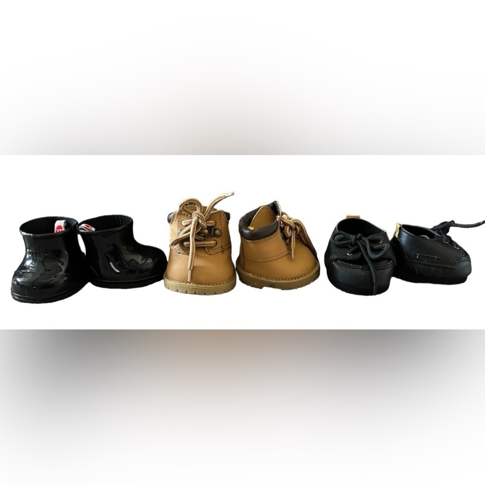 Build a bear shoes for bear 3 pairs boots, dress shoes, rain boots
